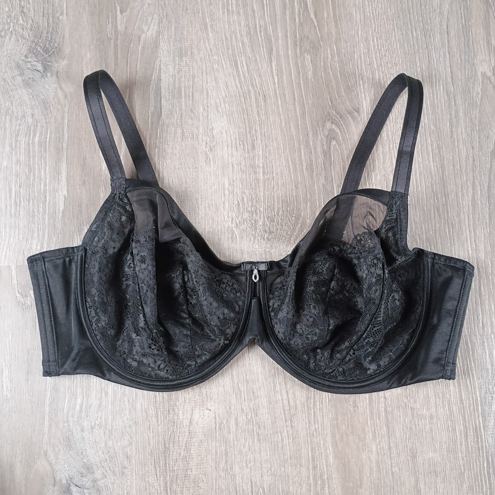 Curvy Couture Luxe Lace Underwire Bra‎  Style #1299 Plus Size 42DD Black